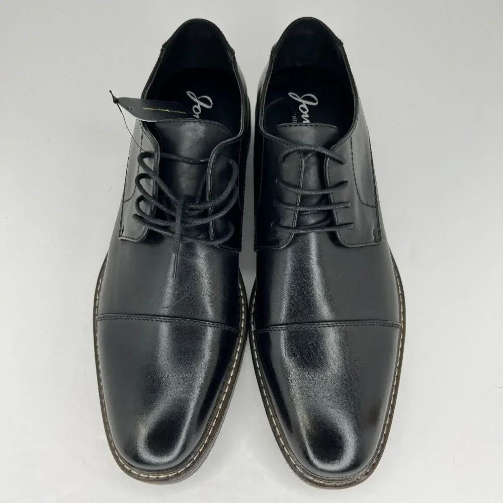 Jousen Mens DDH23021 Black Polished Oxford Leather Cap Toe Size 13 Dress Shoes